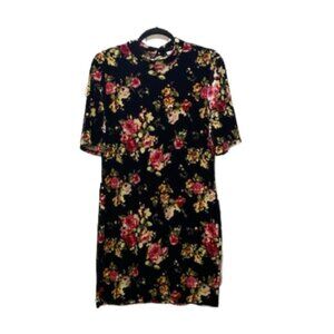 CURRENT PROJECT Womens Floral Velvet Dress Back Cut Out Size L Whimsigoth Fairy